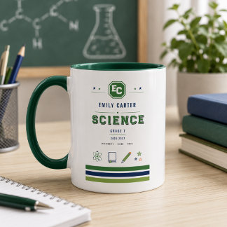 Personalized Navy Green Science School Cover Mug