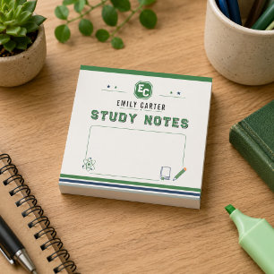 Personalized Navy Green Science School Cover Post-it Notes