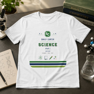 Personalized Navy Green Science School Cover Tri-Blend Shirt