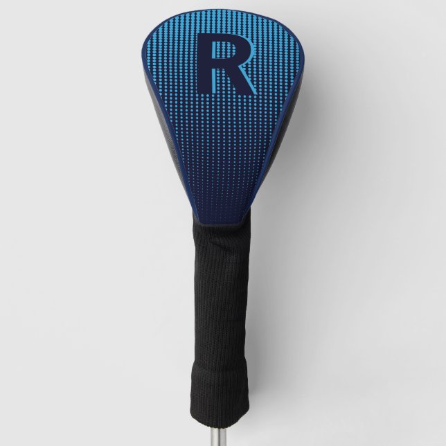 Personalized Navy Halftone Monogram Initial Golf Head Cover (Front)