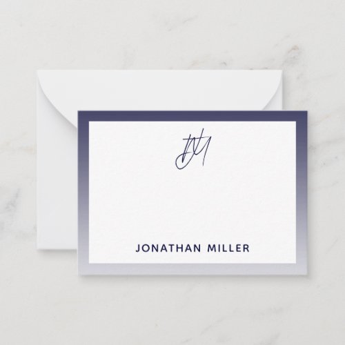 Personalized Navy Monogram Note Card
