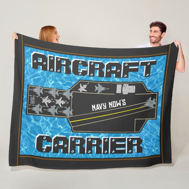 Personalized Navy Now's Aircraft Carrier Fleece Blanket (In Situ)