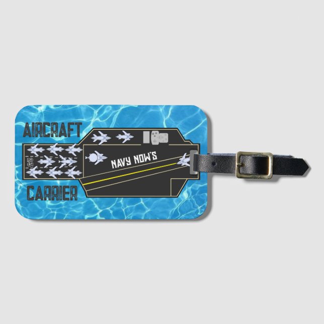 Personalized Navy Now's Aircraft Carrier Striker Luggage Tag (Front Horizontal)