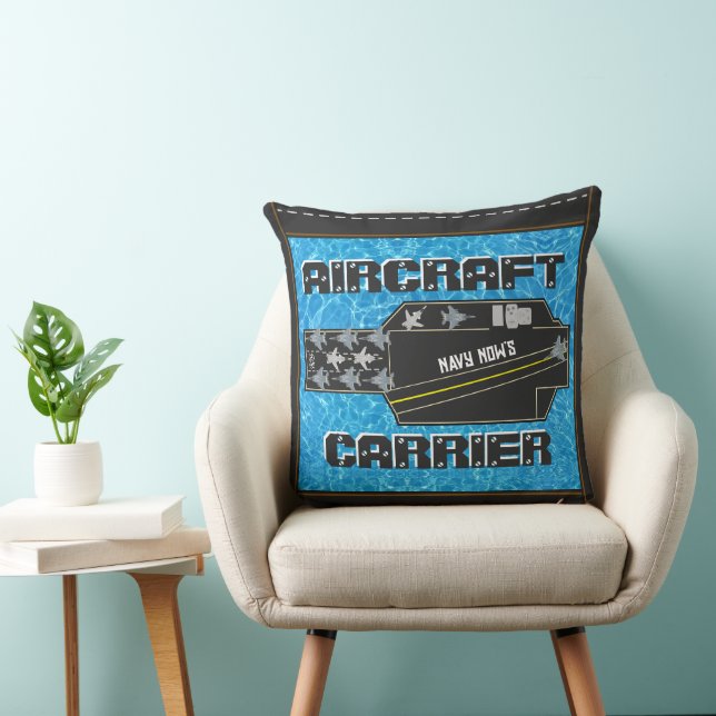 Personalized Navy Now's Aircraft Carrier Throw Pillow (Chair)