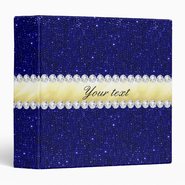 Personalized Navy Sequins, Gold, Diamonds Binder (Front/Spine)