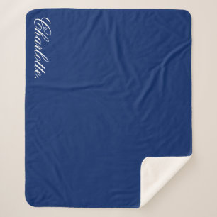 Personalized Navy Sherpa Blanket with Custom Name