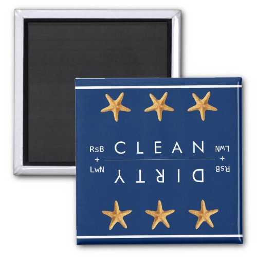 Personalized Navy w Yellow Starfish CleanDirty Magnet