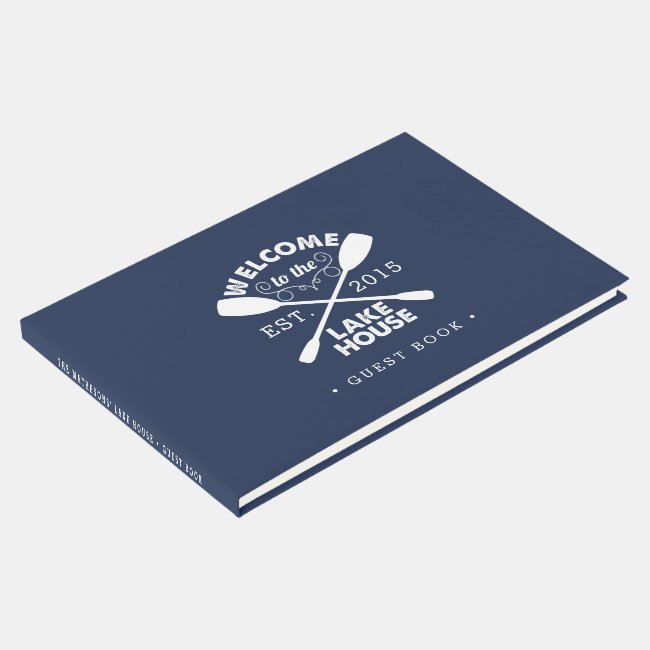 Personalized Navy & White Lake House Guest Book