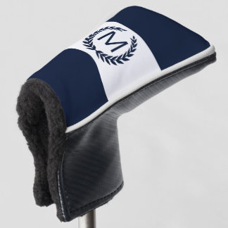 Personalized Navy & White Laurel Wreath Monogram Golf Head Cover