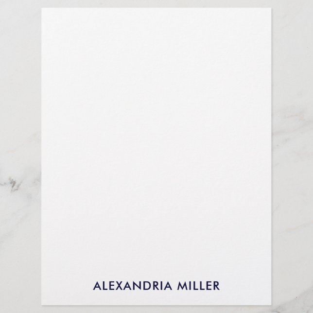 Personalized Navy White Minimalist Stationery (Front)
