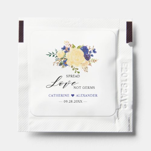 Personalized Navy Yellow Floral Favors Hand Sanitizer Packet
