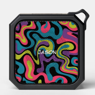 Personalized Neon Abstract Pattern — Retro Design Bluetooth Speaker