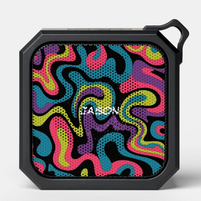Personalized Neon Abstract Pattern — Retro Design Bluetooth Speaker (Front)