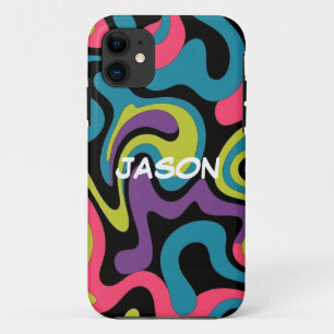 Personalized Neon Abstract Pattern — Retro Design iPhone 11 Case