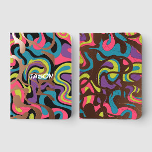 Personalized Neon Abstract Pattern — Retro Design Foil Vow Books