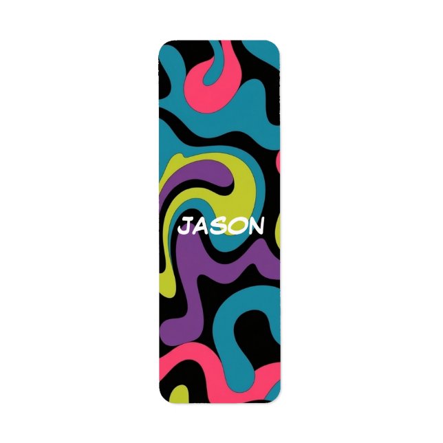 Personalized Neon Abstract Pattern — Retro Design Label (Front)