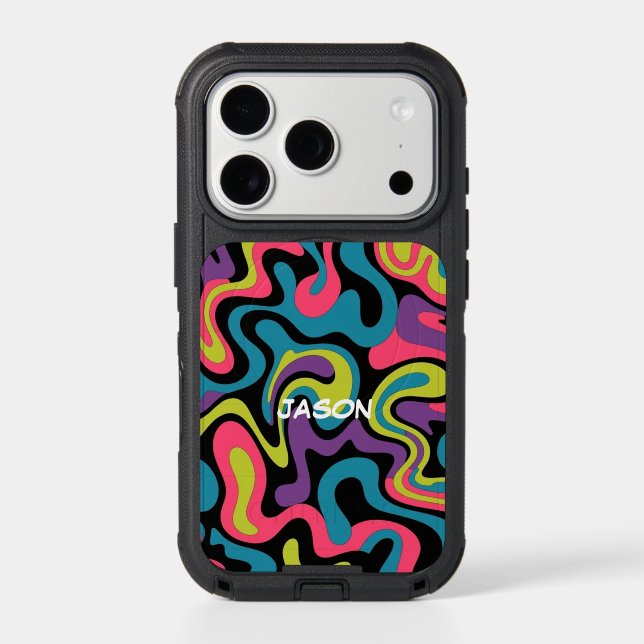 Personalized Neon Abstract Pattern — Retro Design Otterbox iPhone Case (Back)