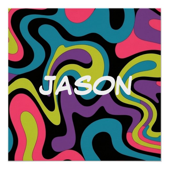 Personalized Neon Abstract Pattern — Retro Design Poster (Front)