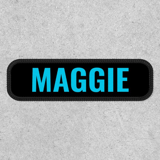 Personalized Neon Blue Dog Name Patch (Front)