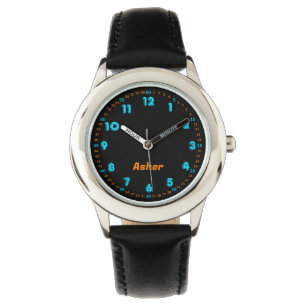 Personalized Neon Blue & Orange Boys & Girls Watch