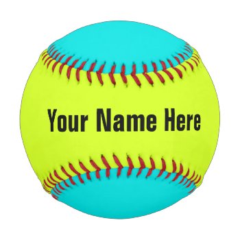 Personalized Neon Colored Baseball by HappyLuckyThankful at Zazzle