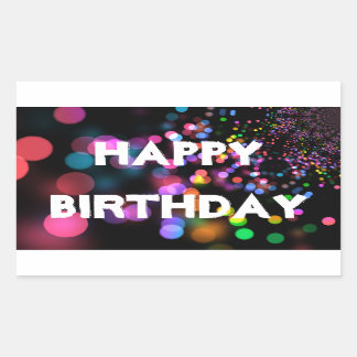 Personalized Neon Colorful Bokeh Happy Birthday Rectangular Sticker