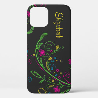 Personalized Neon Floral Flower iPhone 12 Pro Case
