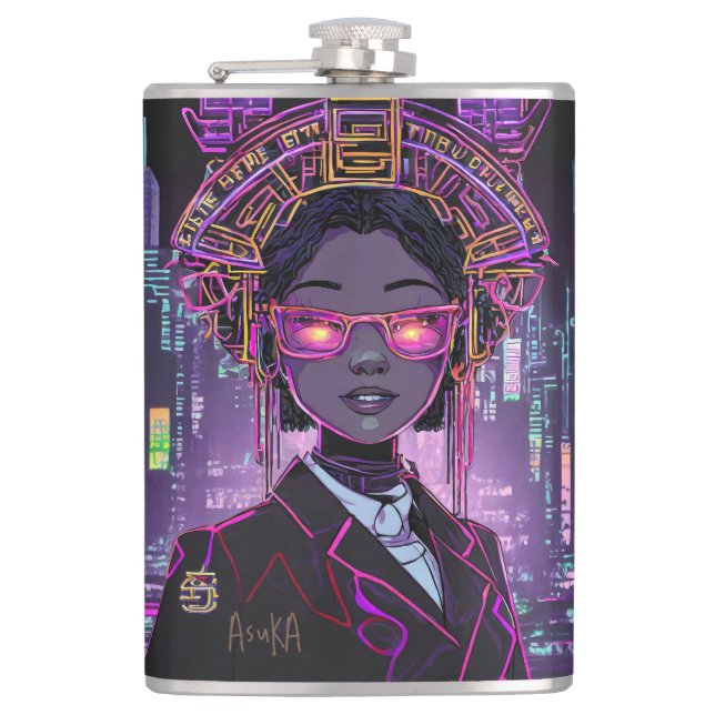 Personalized Neon Future Cyberpunk ID1028 Flask (Front)
