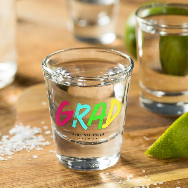 Personalized Neon GRAD Keepsake Shot Glass (Creator Uploaded)