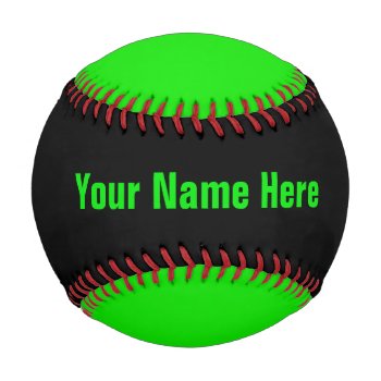 Personalized Neon Green And Black Baseball by HappyLuckyThankful at Zazzle