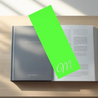 Personalized Neon Green Monogrammed Bookmark 
