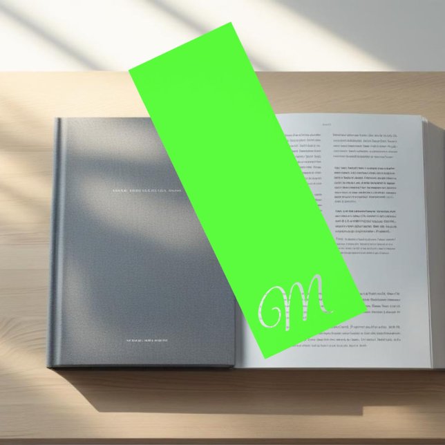 Personalized Neon Green Monogrammed Bookmark  (Creator Uploaded)