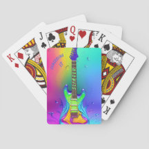 Personalized Neon Guitar Music Lover Playing Cards