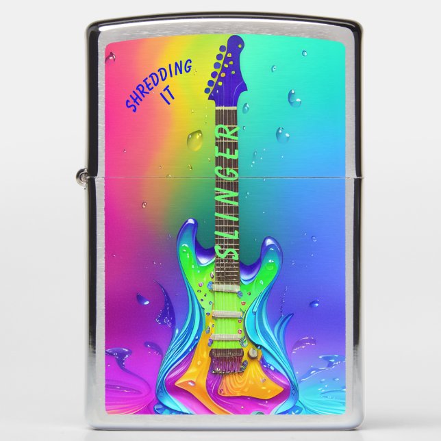 Personalized Neon Guitar Zippo Lighter (Front)