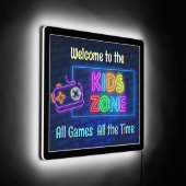 Personalized Neon Kids Zone Play Room LED Sign (Angle)