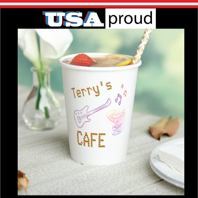 Personalized Neon Mancave 🍺 Faux Tavern Club  Paper Cups (Creator Uploaded)