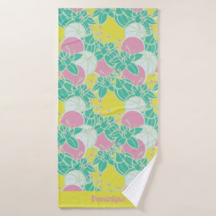 Personalized Neon Modern Bud & Flower Pattern Bath Towel