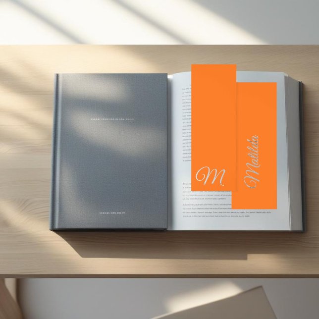 Personalized Neon Orange Monogrammed Bookmarks (Creator Uploaded)