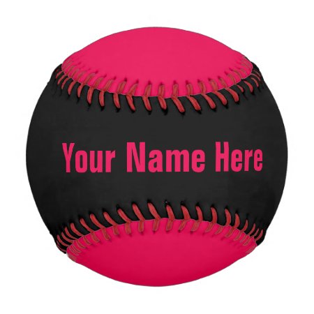 Personalized Neon Pink And Black Baseball