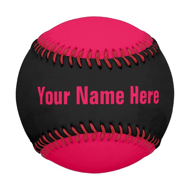 Personalized Neon Pink and Black Baseball (Back)