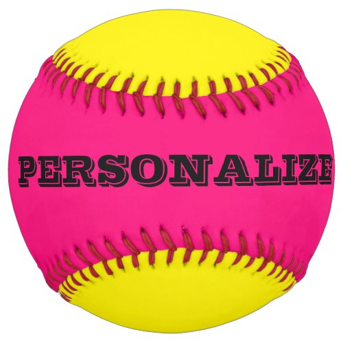Personalized neon pink and yellow softball gift