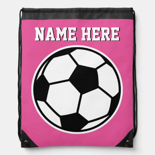 Personalized Neon Pink S Soccer Drawstring Bag Personalized Neon Pink S Soccer Drawstring Bag