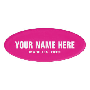 Personalized neon pink magnetic name badge tag