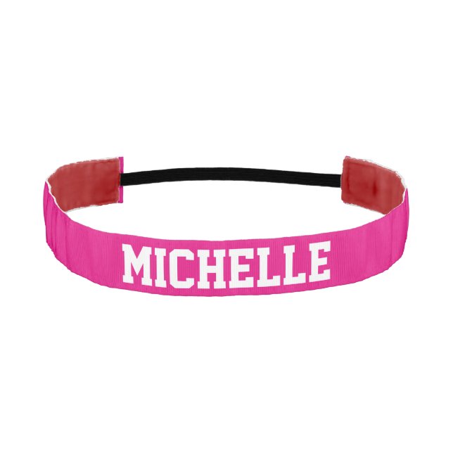 Personalized neon pink non slip headband for girls (Front)