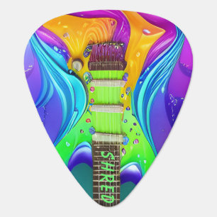 Personalized Neon Psychedelic Retro Boho Vintage  Guitar Pick