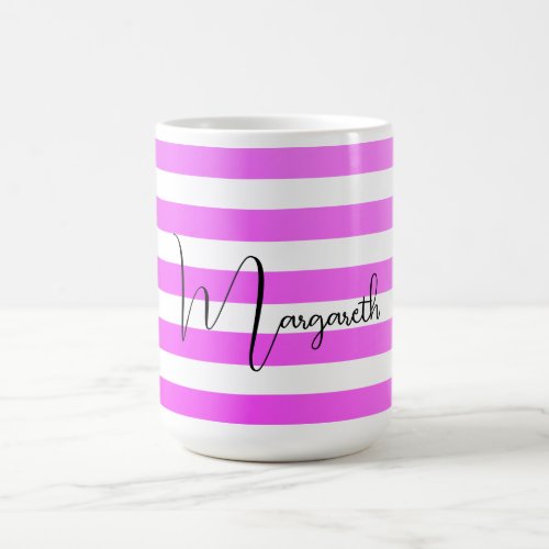 Personalized Neon Purple Gradient Stripes Coffee Mug