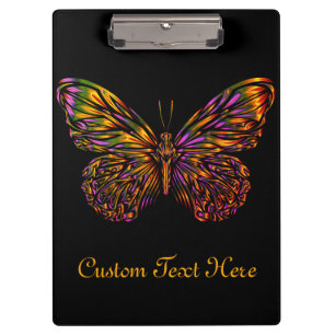 Personalized Neon Rainbow Butterfly Clipboard