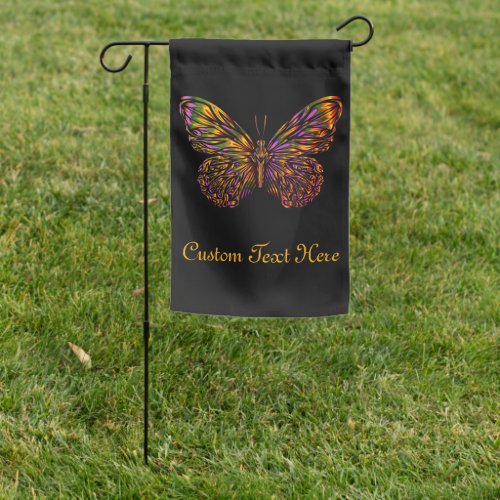 Personalized Neon Rainbow Butterfly Garden Flag