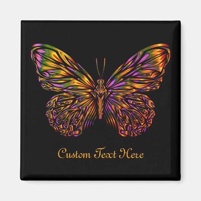 Personalized Neon Rainbow Butterfly Magnet (Front)