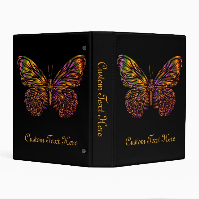 Personalized Neon Rainbow Butterfly Mini Binder (Background)